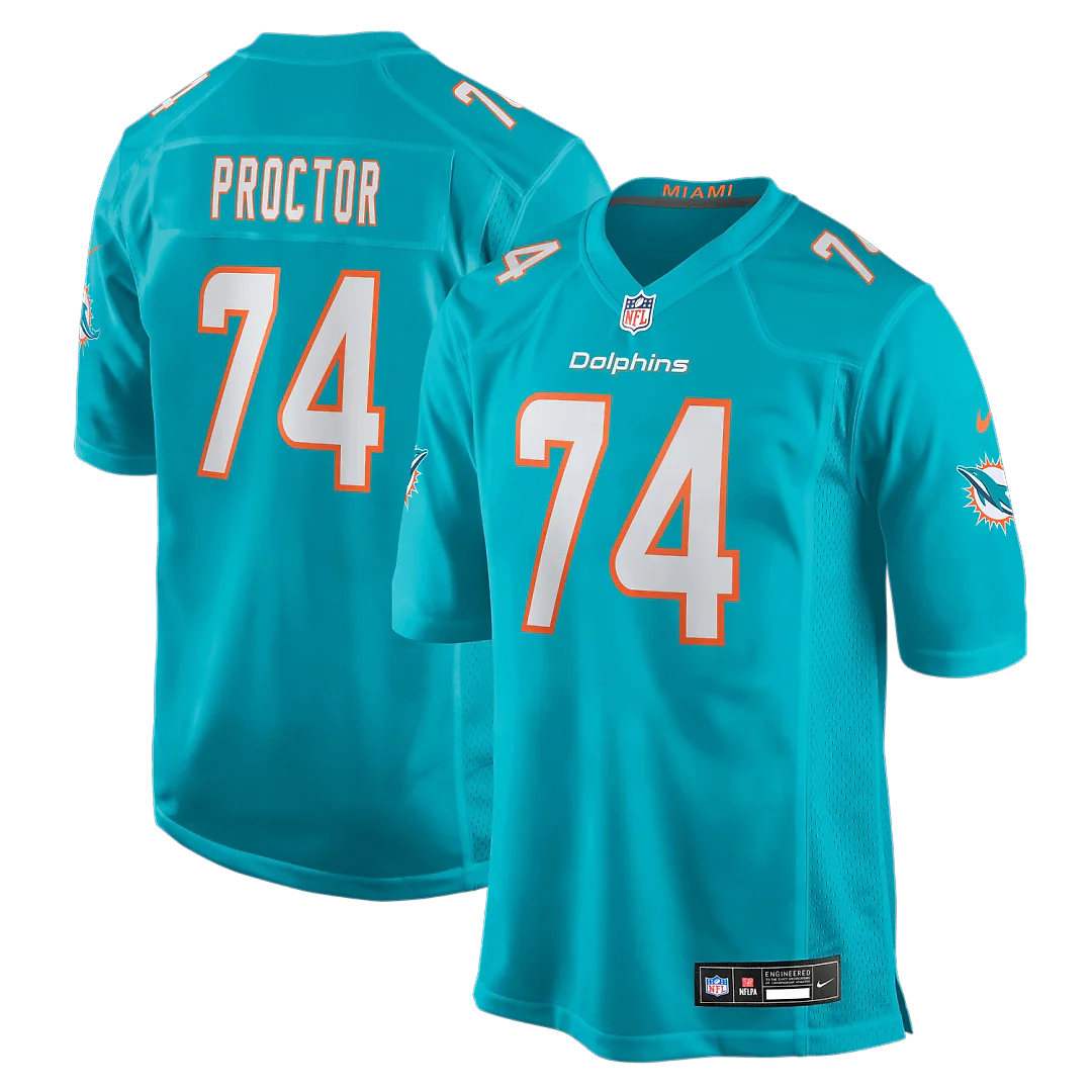 Zennovawear Kayden ProctorMiami Dolphins 2026 NFL Draft First Round Pick No. 12 Team Game Jersey - Aqua