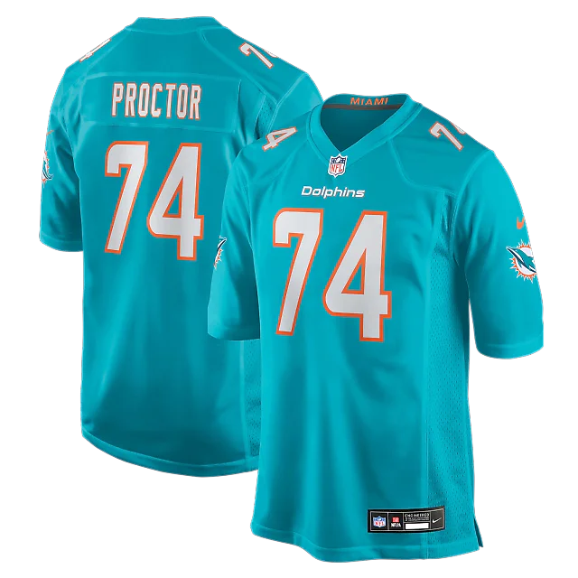 Zennovawear Kayden ProctorMiami Dolphins 2026 NFL Draft First Round Pick No. 12 Team Game Jersey - Aqua