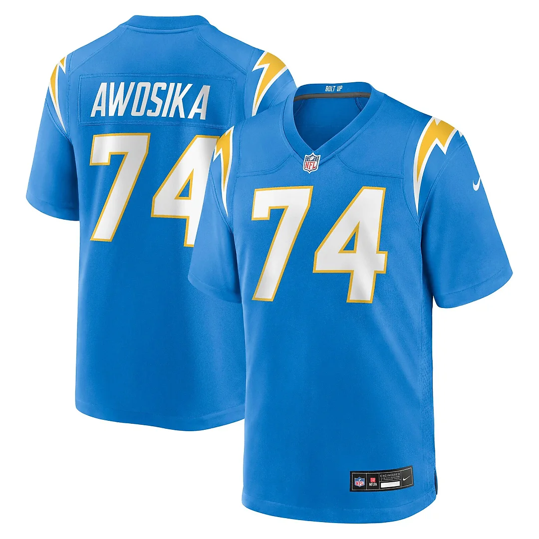 Zennovawear Kayode Awosika Los Angeles Chargers Team Game Jersey - Powder Blue