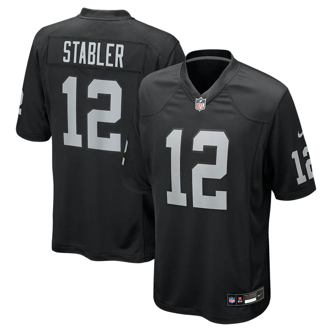 Zennovawear Ken Stabler Las Vegas Raiders Game Retired Player Jersey - Black