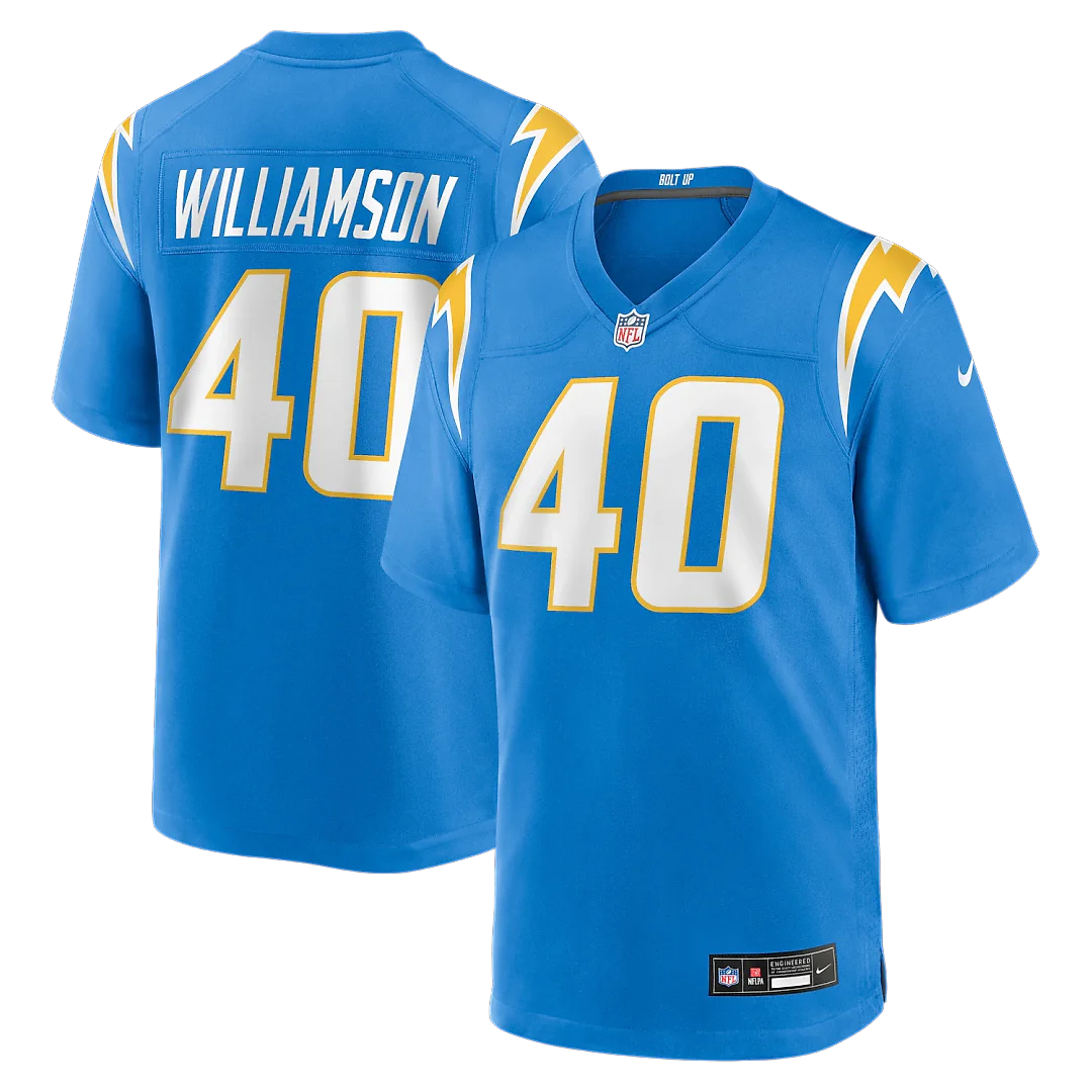 Zennovawear Kendall Williamson Los Angeles Chargers Team Game Jersey - Powder Blue