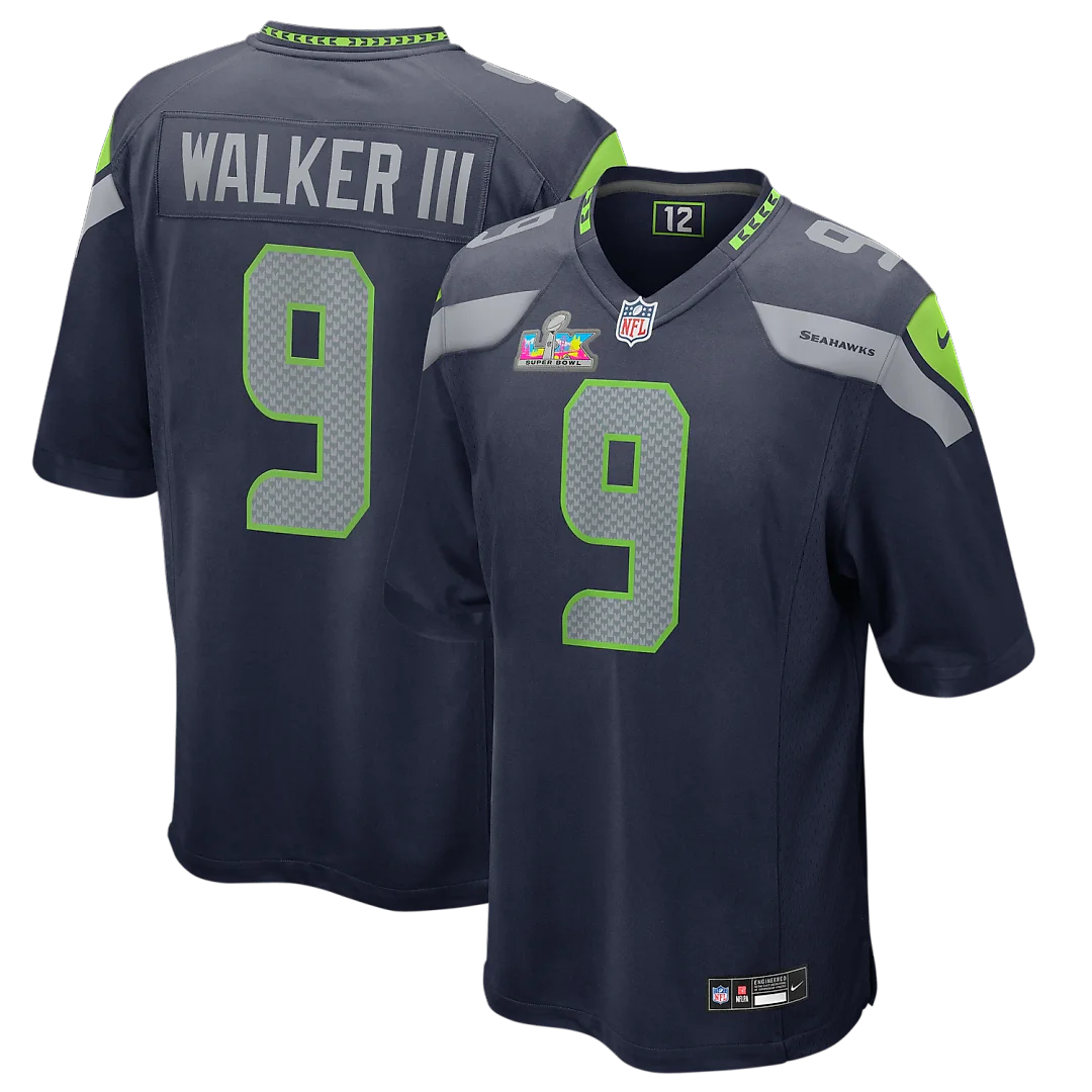 Zennovawear Kenneth Walker III Seattle Seahawks Super Bowl LX Patch Game Jersey - College Navy