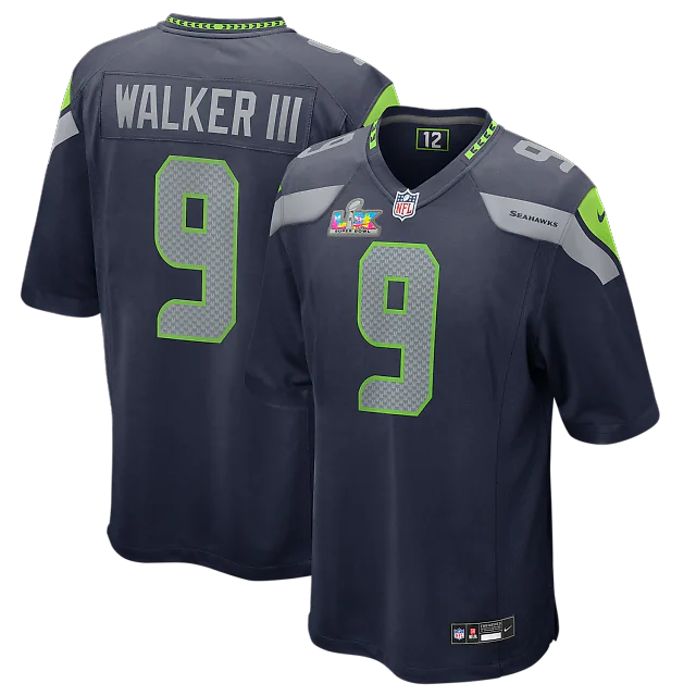 Zennovawear Kenneth Walker III Seattle Seahawks Super Bowl LX Patch Game Jersey - College Navy