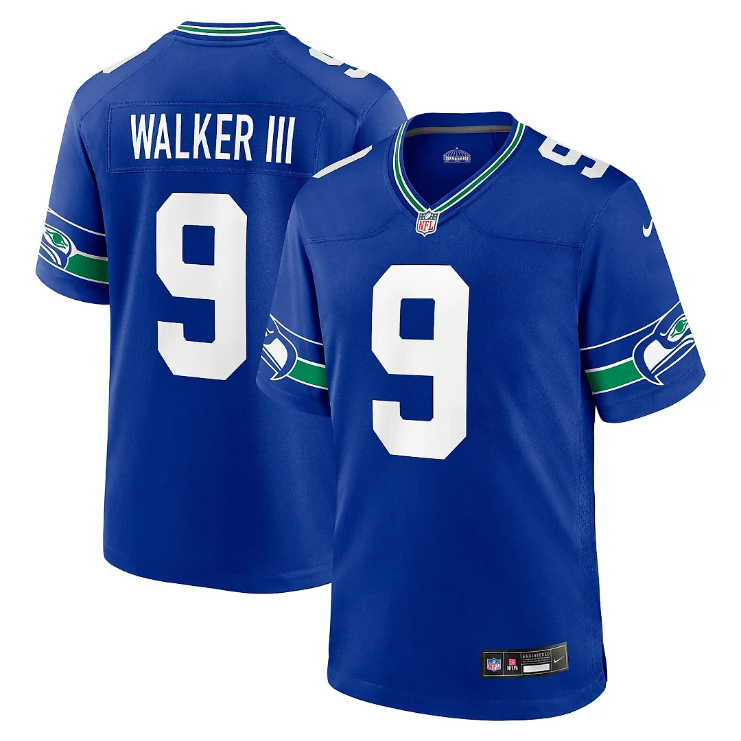 Zennovawear Kenneth Walker III Seattle Seahawks Throwback Player Game Jersey - Royal