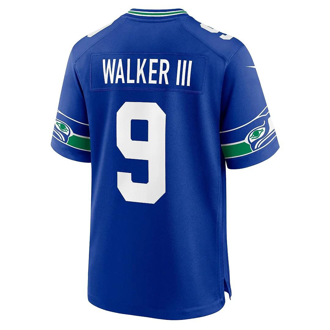 Zennovawear Kenneth Walker III Seattle Seahawks Throwback Player Game Jersey - Royal