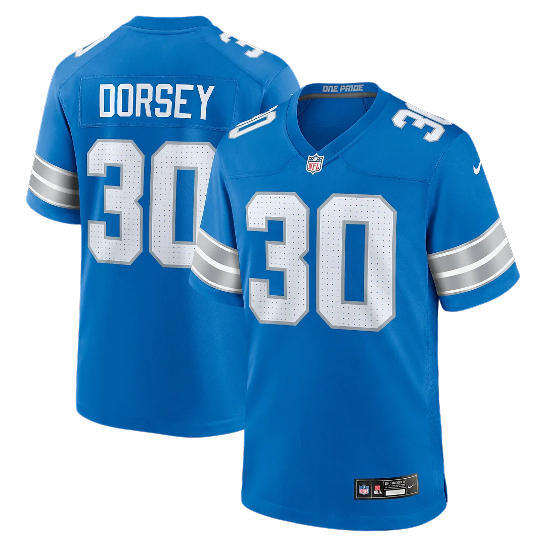 Zennovawear Khalil Dorsey Detroit Lions Team Game Jersey - Blue