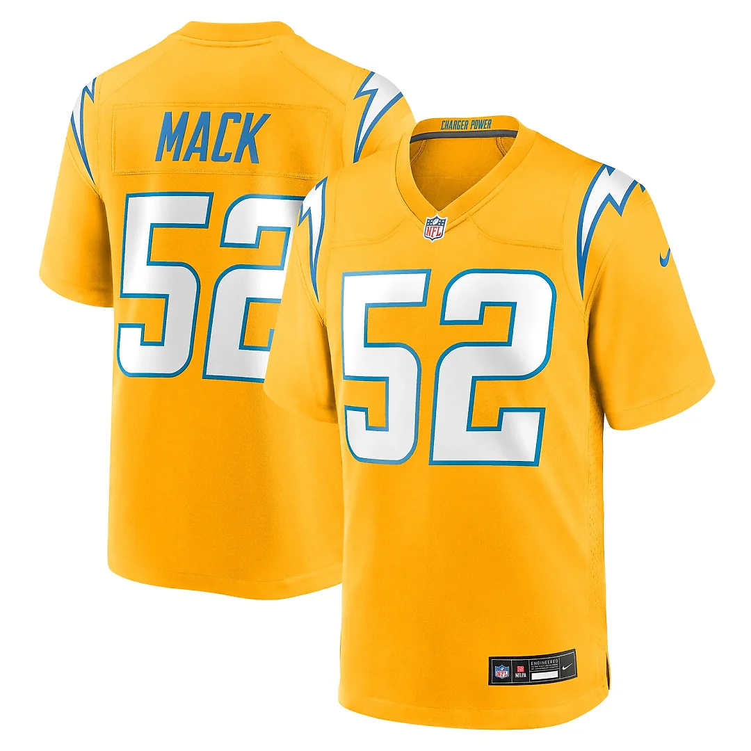 Zennovawear Khalil Mack Los Angeles Chargers Alternate Charger Power Game Player Jersey - Gold