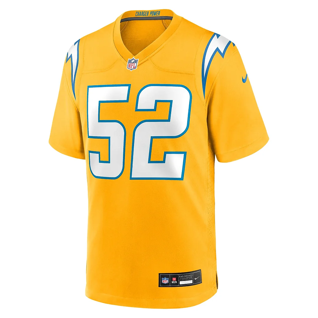 Zennovawear Khalil Mack Los Angeles Chargers Alternate Charger Power Game Player Jersey - Gold