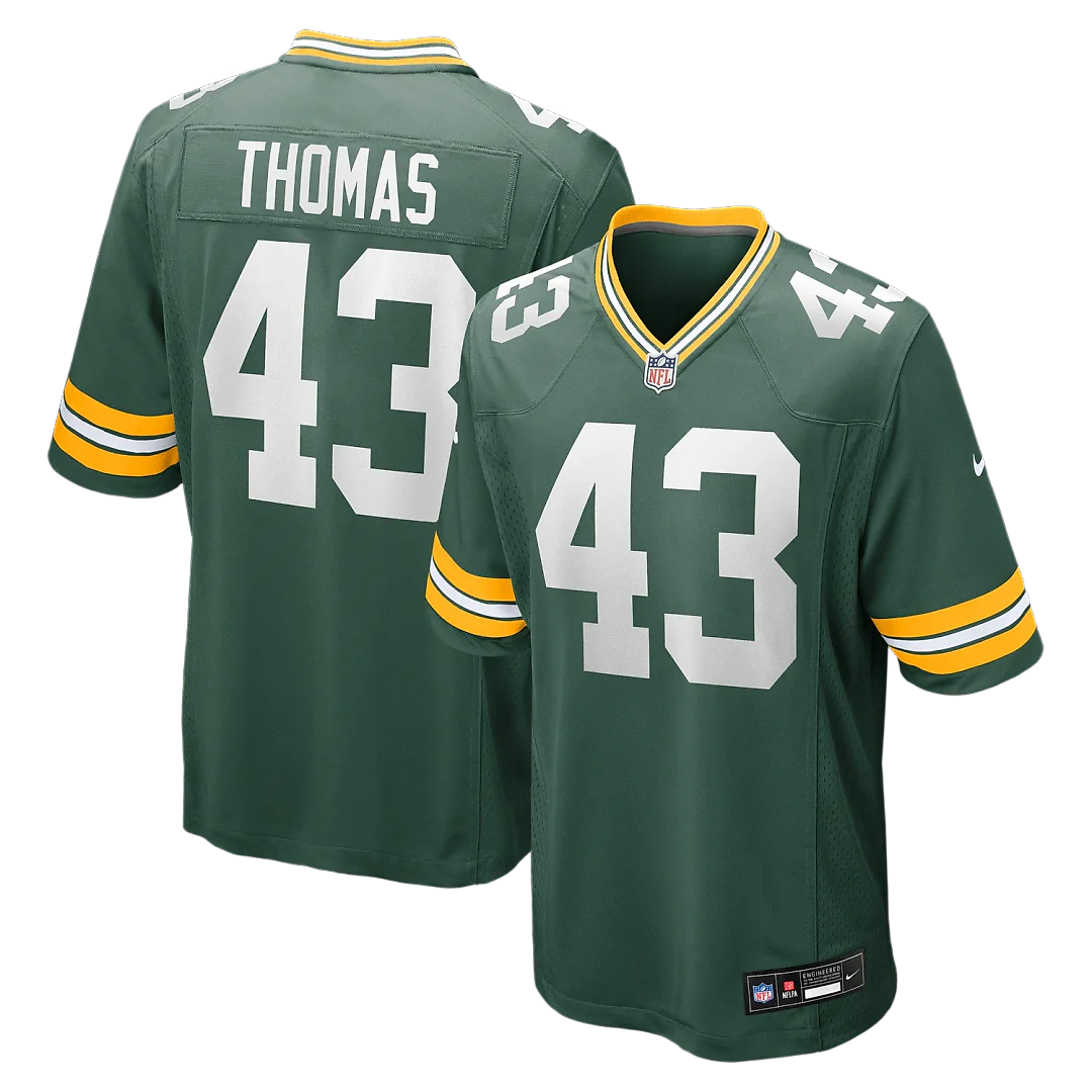 Zennovawear Kiondre Thomas Green Bay Packers Game Player Jersey - Green