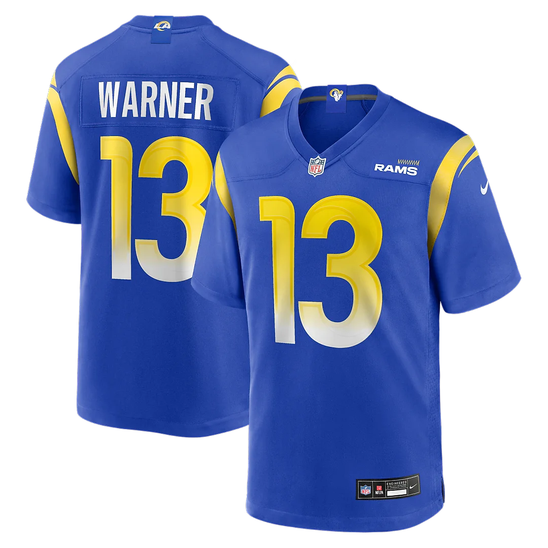 Zennovawear Kurt Warner Los Angeles Rams Game Retired Player Jersey - Royal