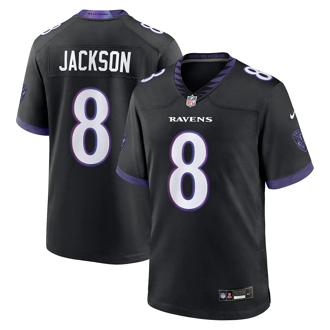Zennovawear Lamar Jackson Baltimore Ravens Alternate Game Jersey - Black