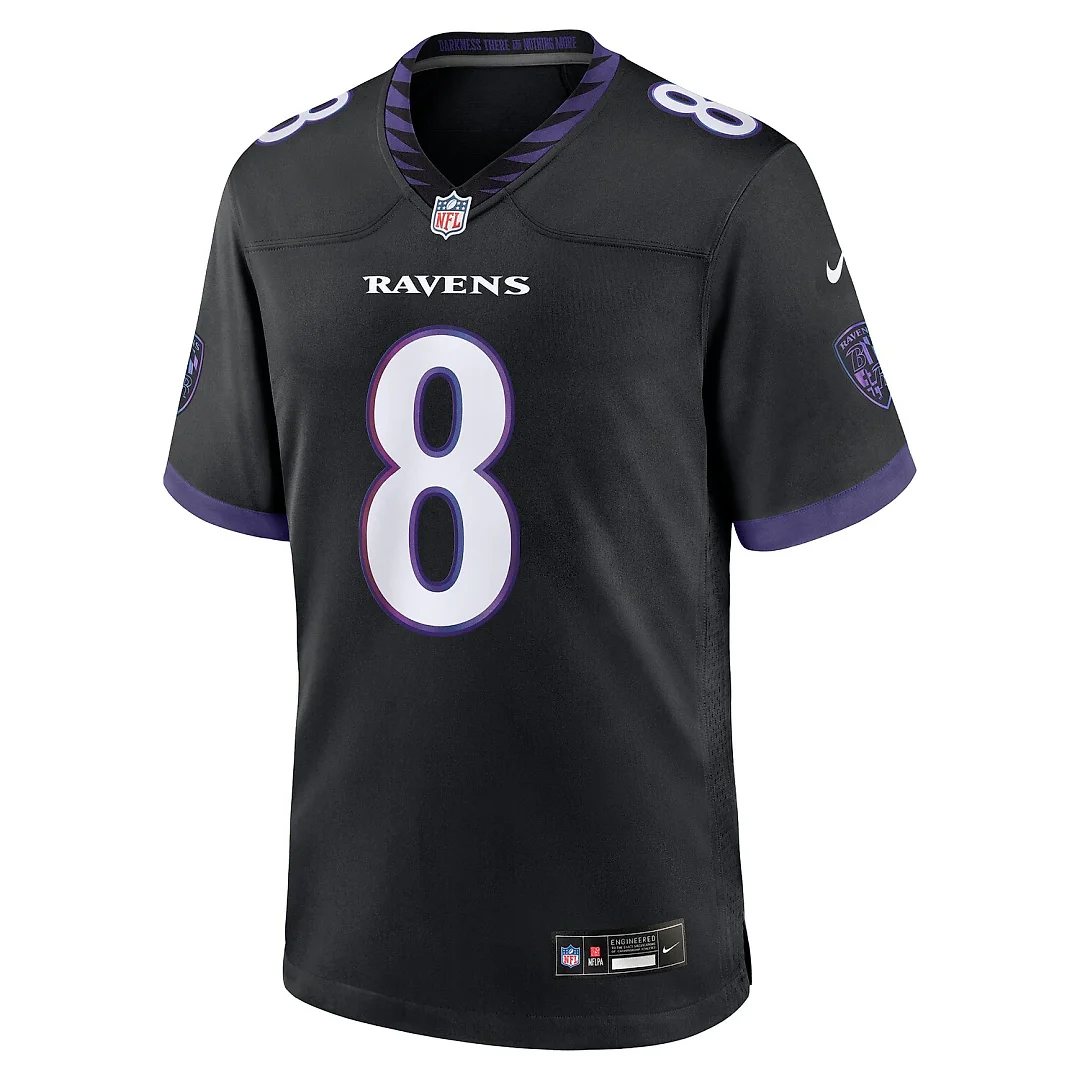 Zennovawear Lamar Jackson Baltimore Ravens Alternate Game Jersey - Black