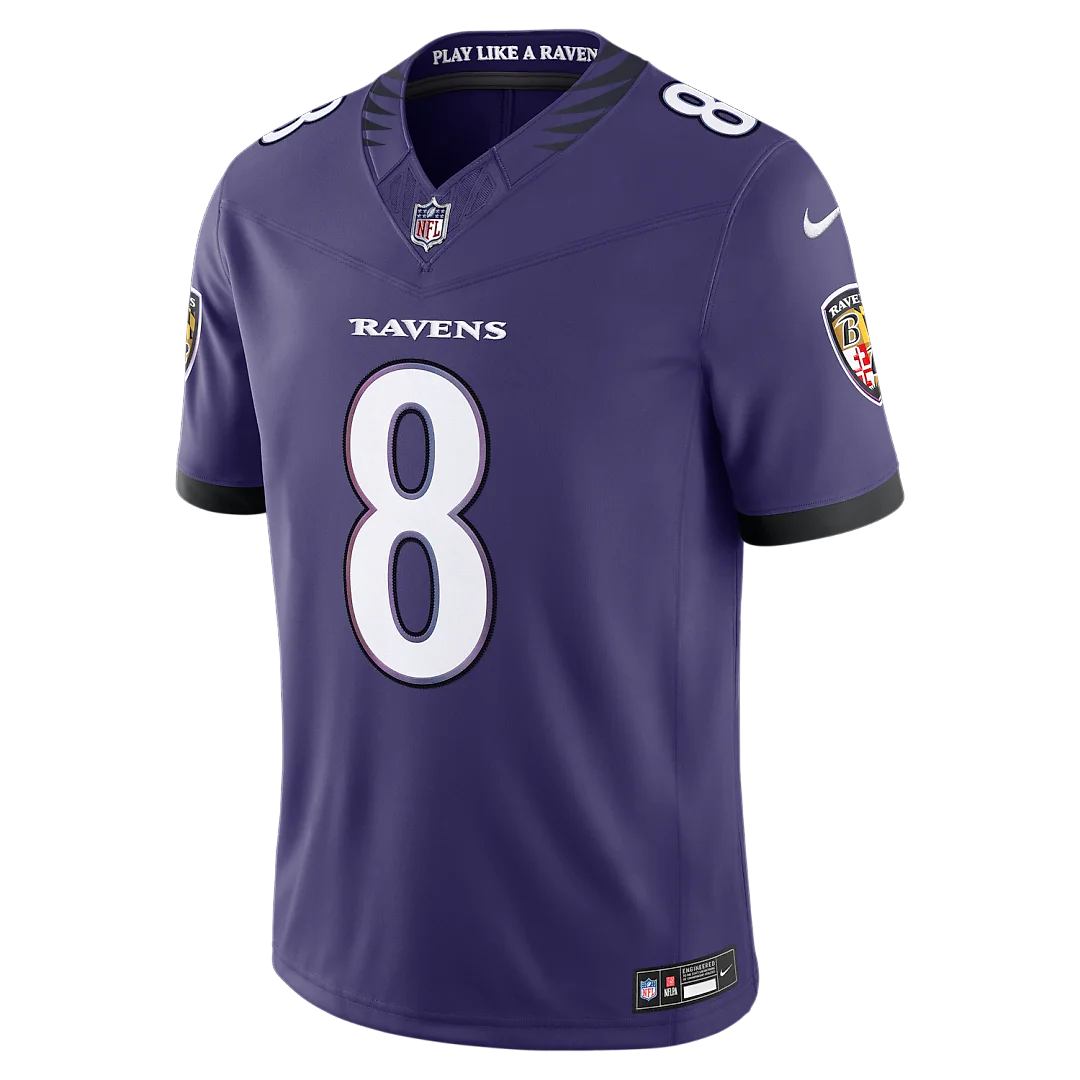 Zennovawear Lamar Jackson Baltimore Ravens Team Vapor FUSE. Stitched Limited Jersey - Purple