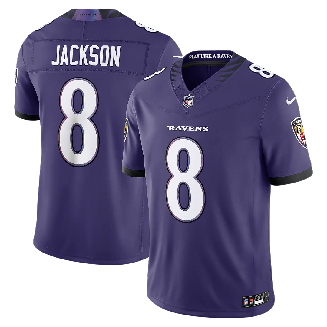 Zennovawear Lamar Jackson Baltimore Ravens Team Vapor FUSE. Stitched Limited Jersey - Purple