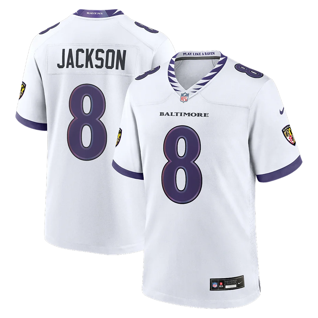 Zennovawear Lamar Jackson Baltimore Ravens Game Jersey - White