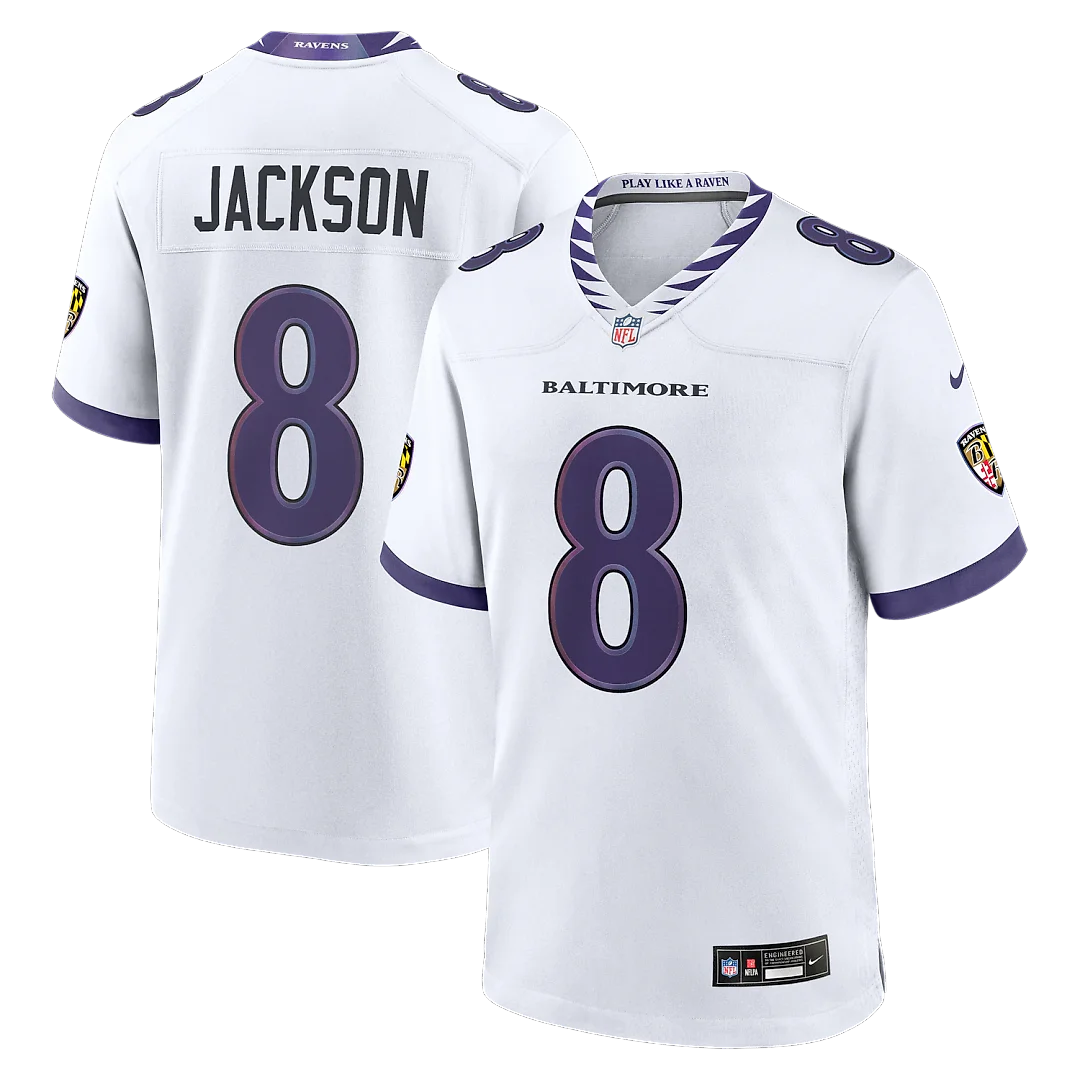 Zennovawear Lamar Jackson Baltimore Ravens Game Jersey - White