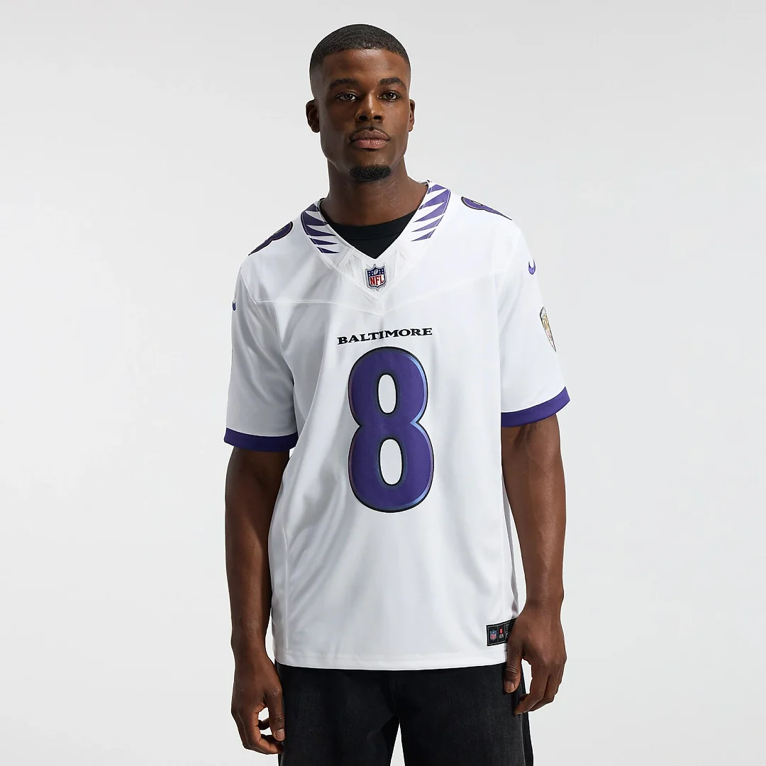 Zennovawear Lamar Jackson Baltimore Ravens Vapor FUSE. Stitched Limited Jersey - White