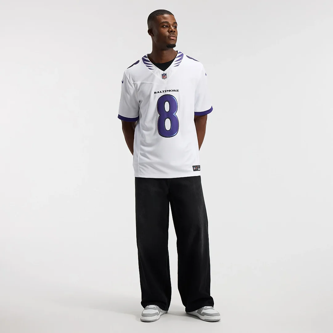 Zennovawear Lamar Jackson Baltimore Ravens Vapor FUSE. Stitched Limited Jersey - White