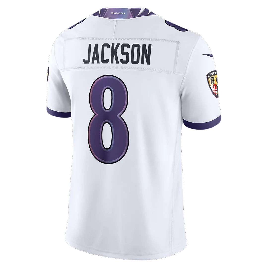 Zennovawear Lamar Jackson Baltimore Ravens Vapor FUSE. Stitched Limited Jersey - White
