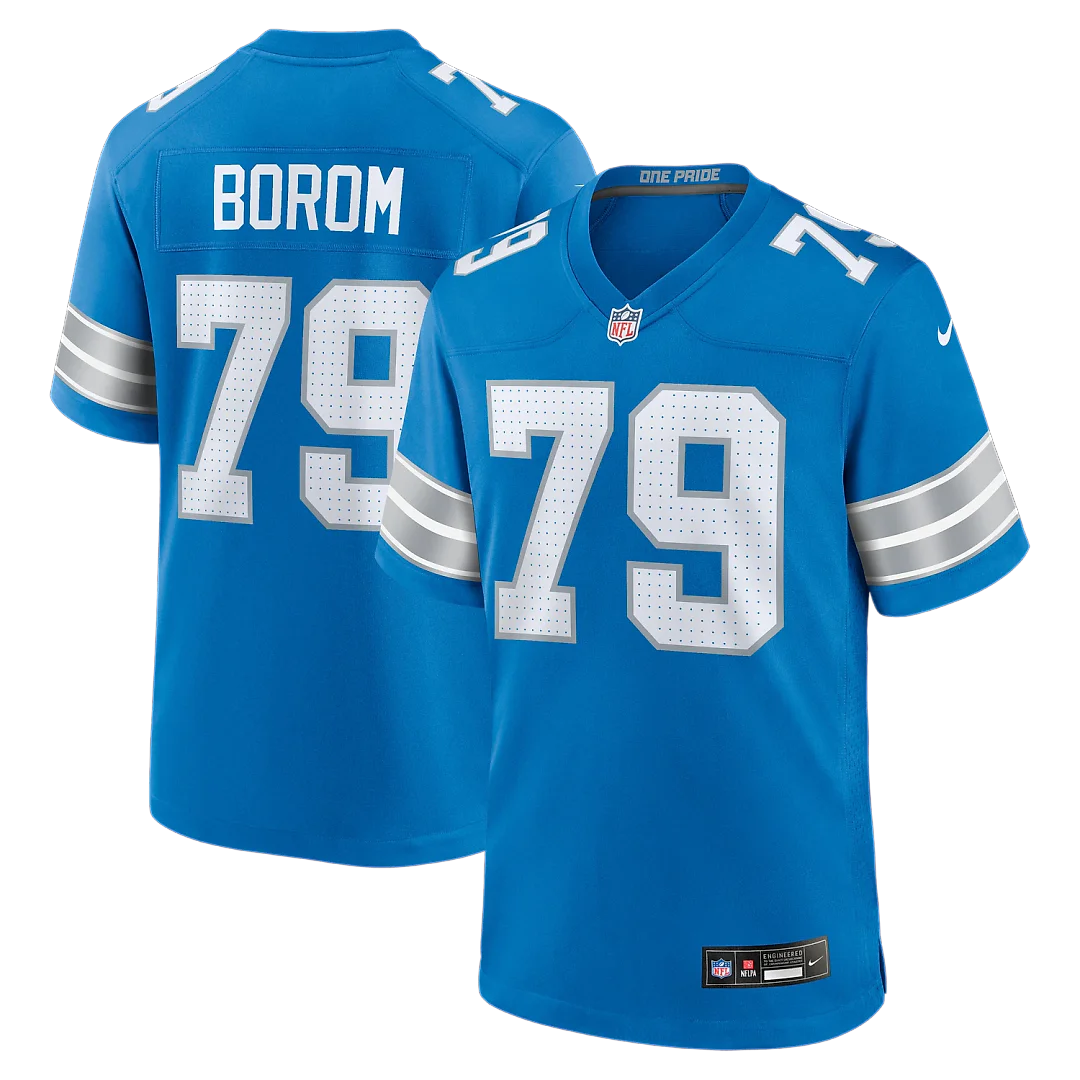 Zennovawear Larry Borom Detroit Lions Team Game Jersey - Blue