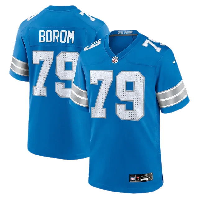 Zennovawear Larry Borom Detroit Lions Team Game Jersey - Blue