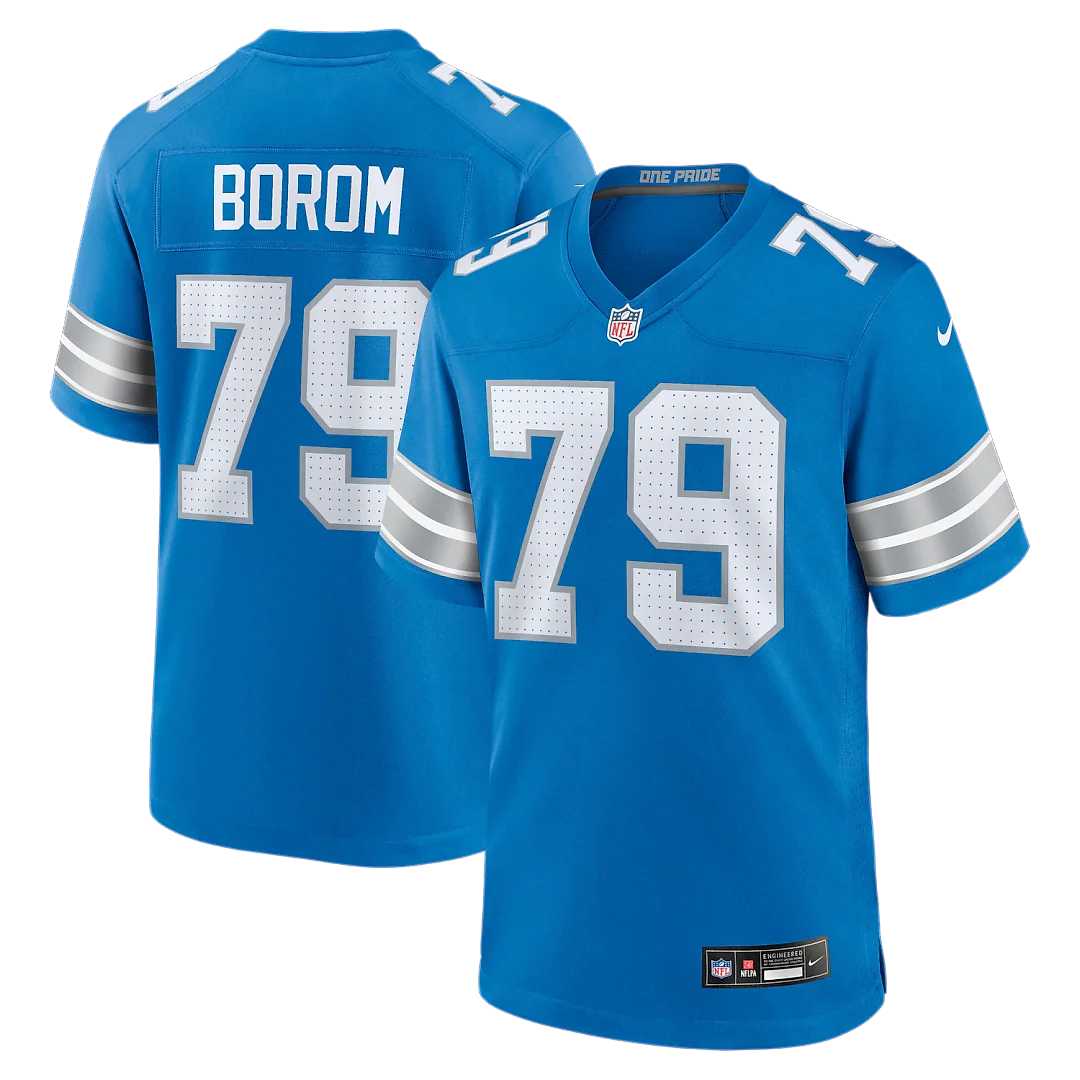 Zennovawear Larry Borom Detroit Lions Team Game Jersey - Blue