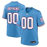 Zennovawear Tennessee Titans Oilers Throwback Custom Game Jersey - Light Blue