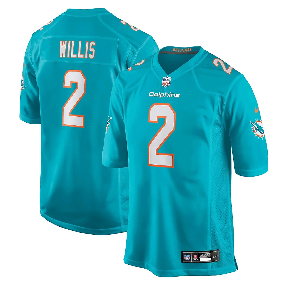 Zennovawear Malik Willis Miami Dolphins Game Jersey - Aqua