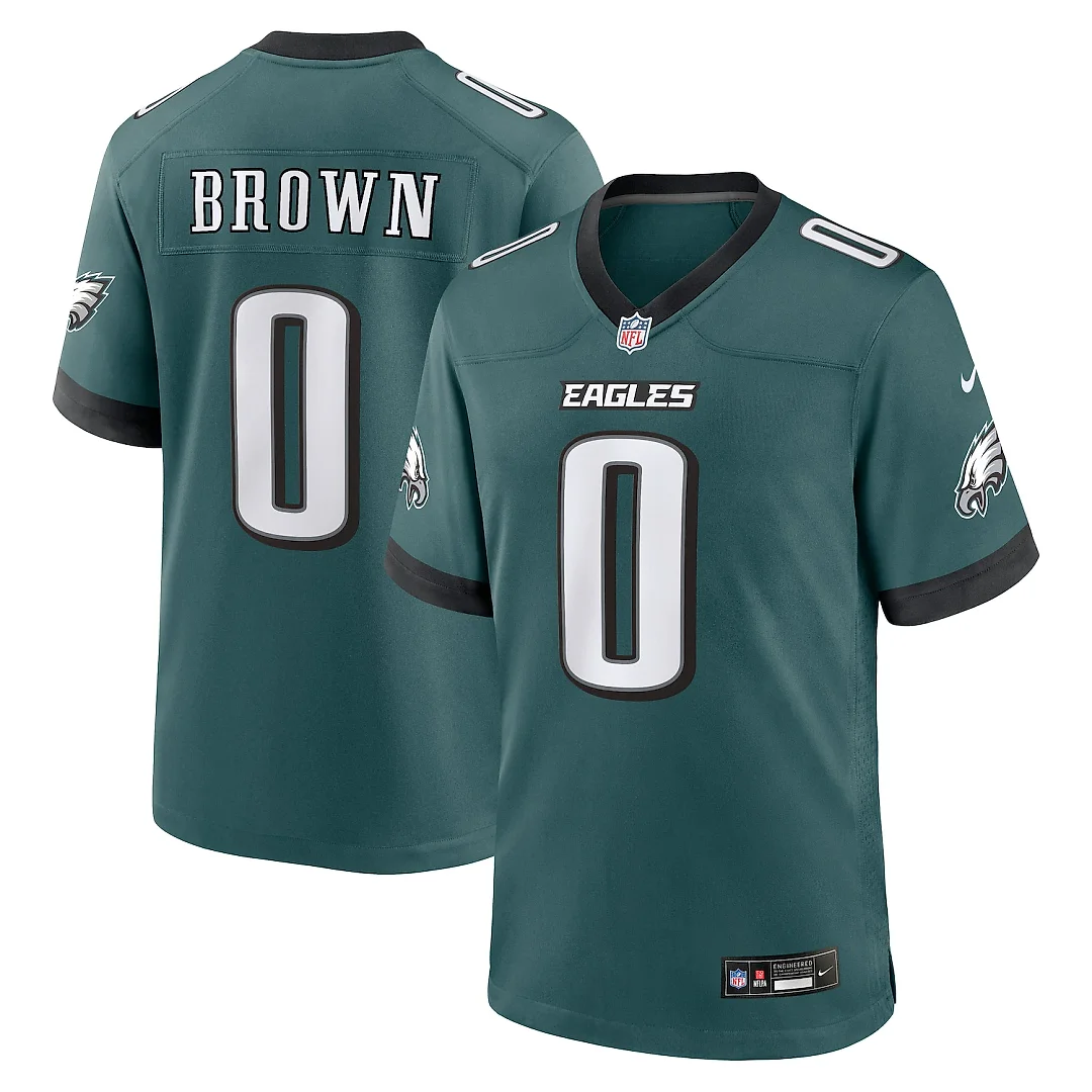 Zennovawear Marquise Brown Philadelphia Eagles Team Game Jersey - Midnight Green