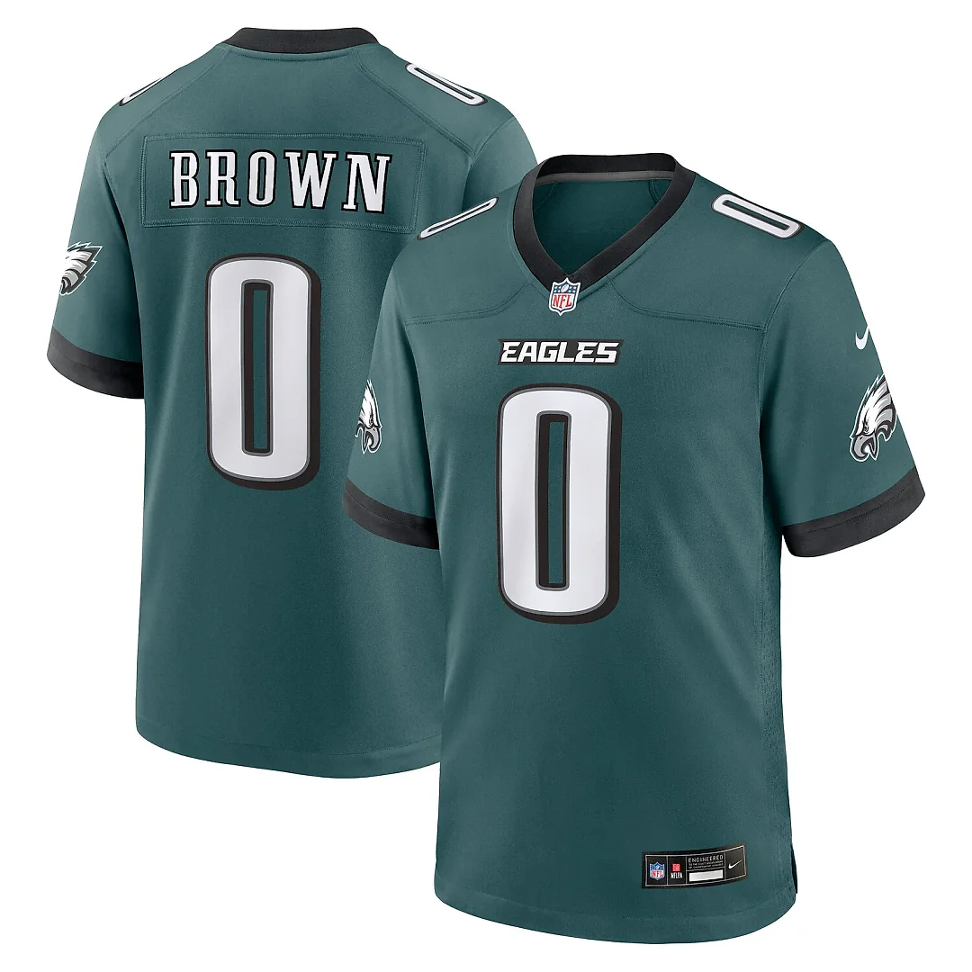 Zennovawear Marquise Brown Philadelphia Eagles Team Game Jersey - Midnight Green