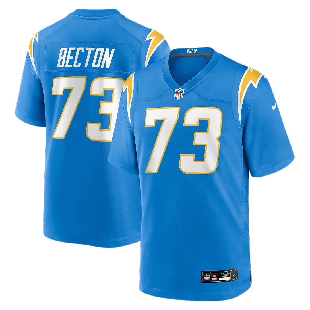 Zennovawear Mekhi Becton Los Angeles Chargers Team Game Jersey - Powder Blue
