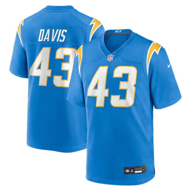 Zennovawear Michael Davis Los Angeles Chargers Game Jersey - Powder Blue