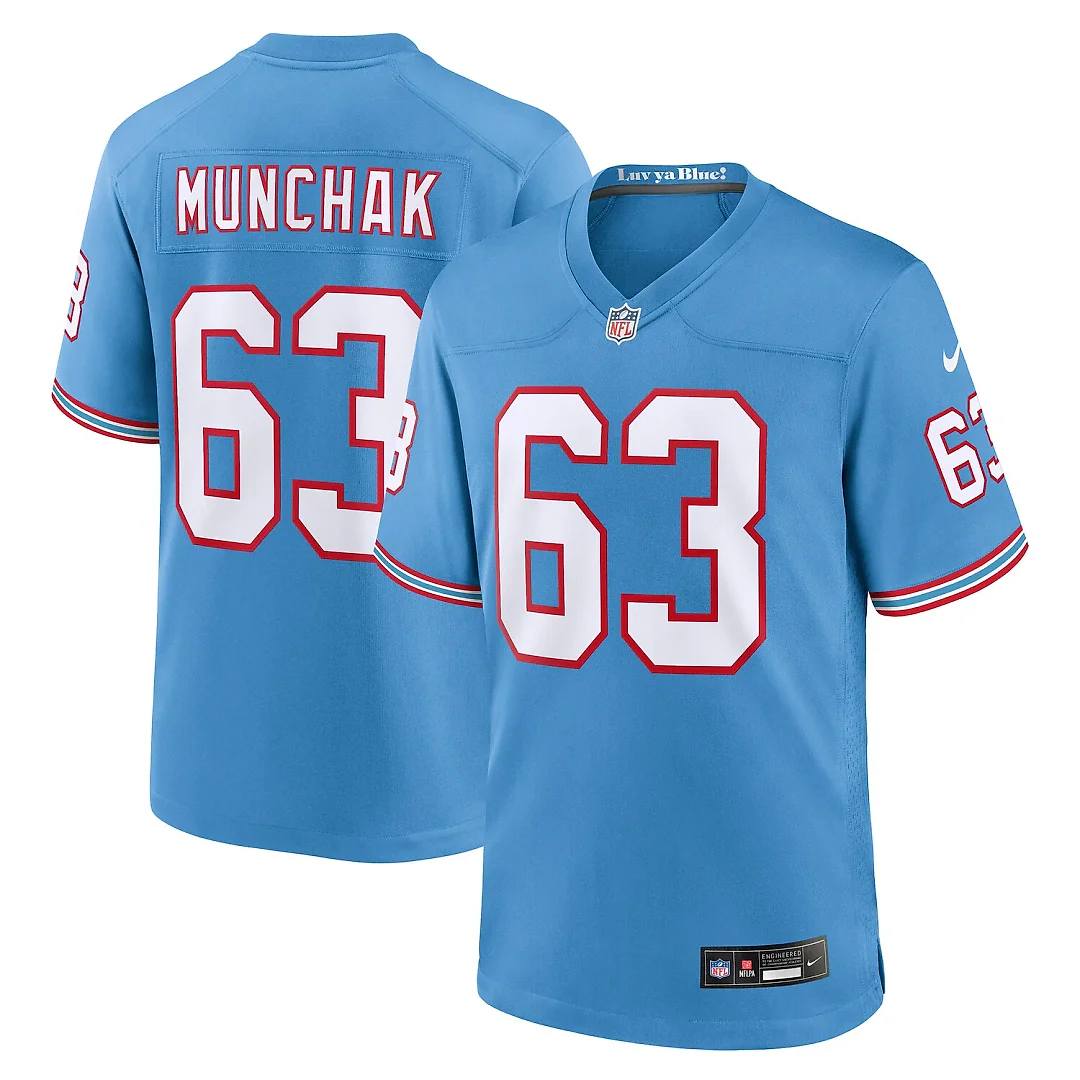 Zennovawear Mike Munchak Tennessee Titans Retired Player Alternate Game Jersey - Light Blue