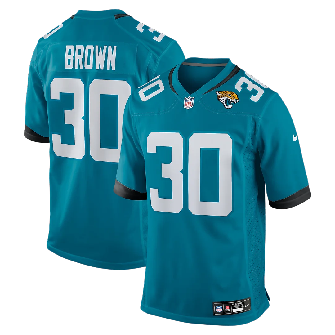 Zennovawear Montaric Brown Jacksonville Jaguars Game Player Jersey - Teal