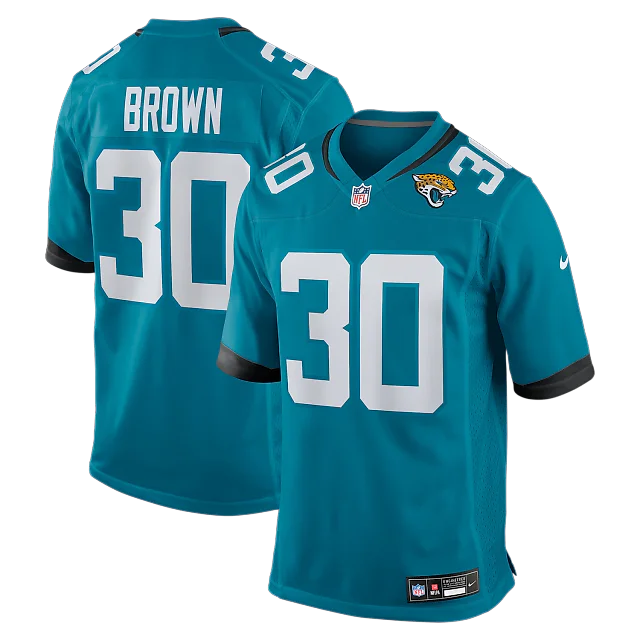 Zennovawear Montaric Brown Jacksonville Jaguars Game Player Jersey - Teal