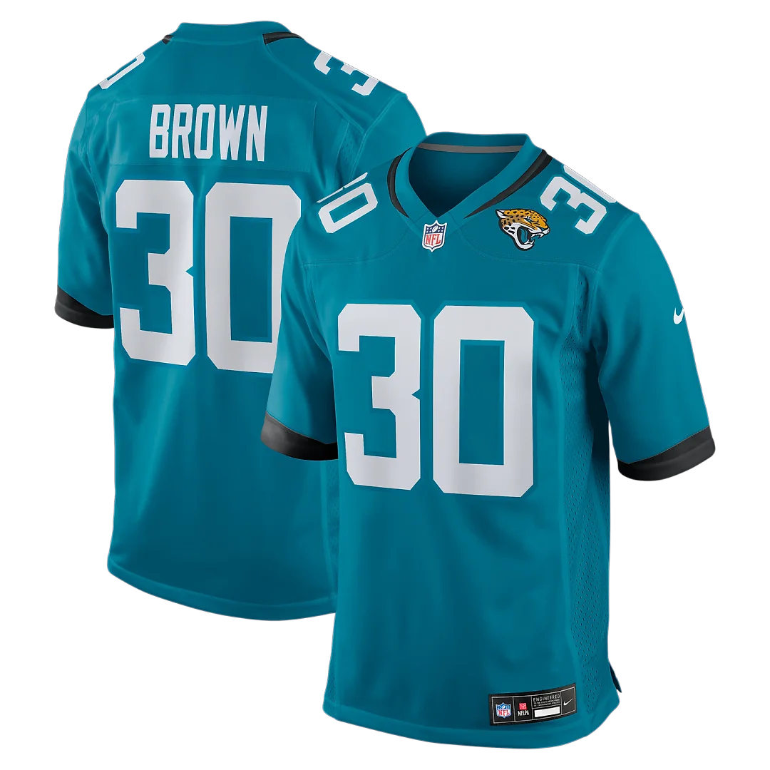 Zennovawear Montaric Brown Jacksonville Jaguars Game Player Jersey - Teal