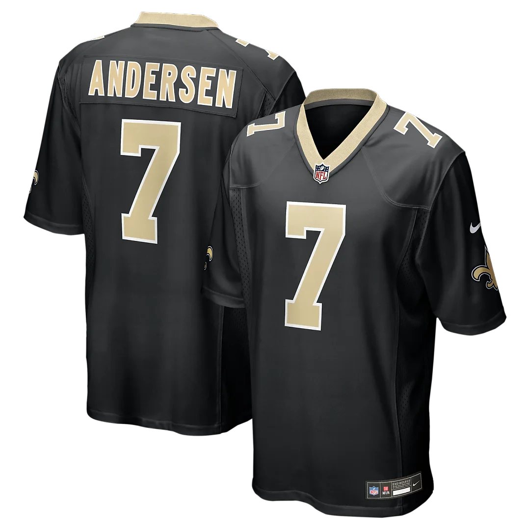 Zennovawear Morten Andersen New Orleans Saints Game Retired Player Jersey - Black