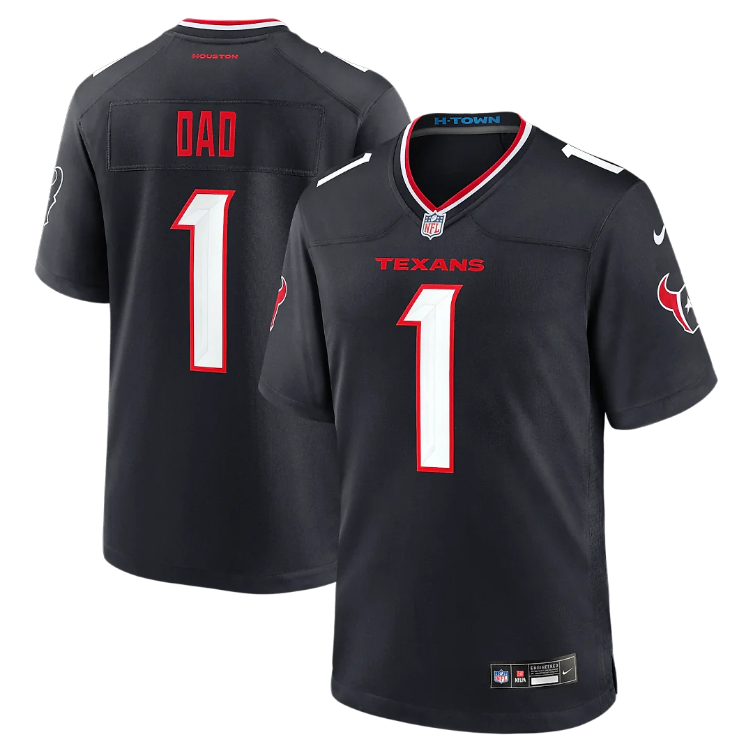 Zennovawear Houston Texans #1 Dad Game Jersey - Navy