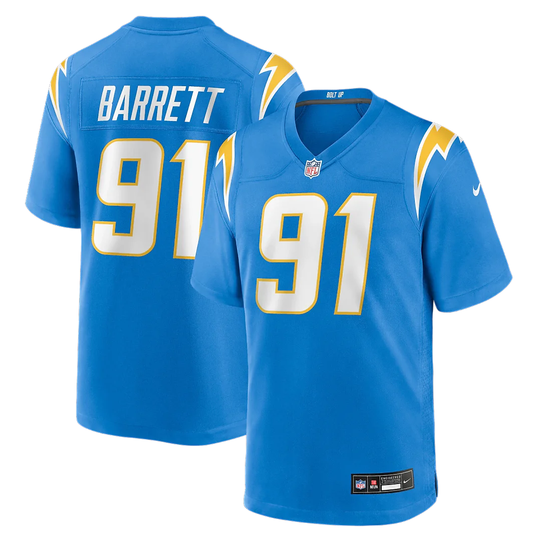 Zennovawear Nick Barrett Los Angeles Chargers Team Game Jersey - Powder Blue
