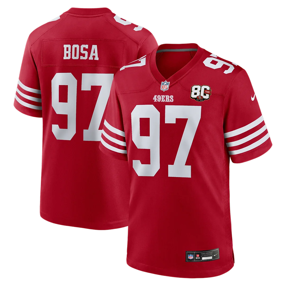 Zennovawear Nick Bosa San Francisco 49ers 80th Anniversary Game Jersey - Scarlet