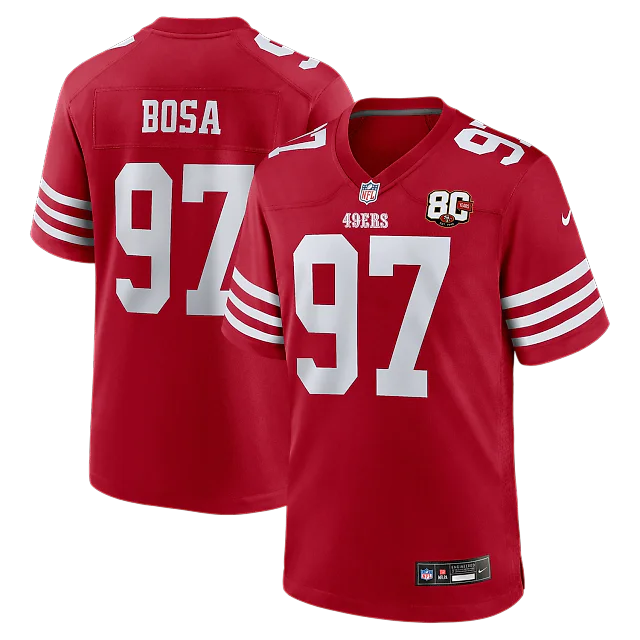 Zennovawear Nick Bosa San Francisco 49ers 80th Anniversary Game Jersey - Scarlet