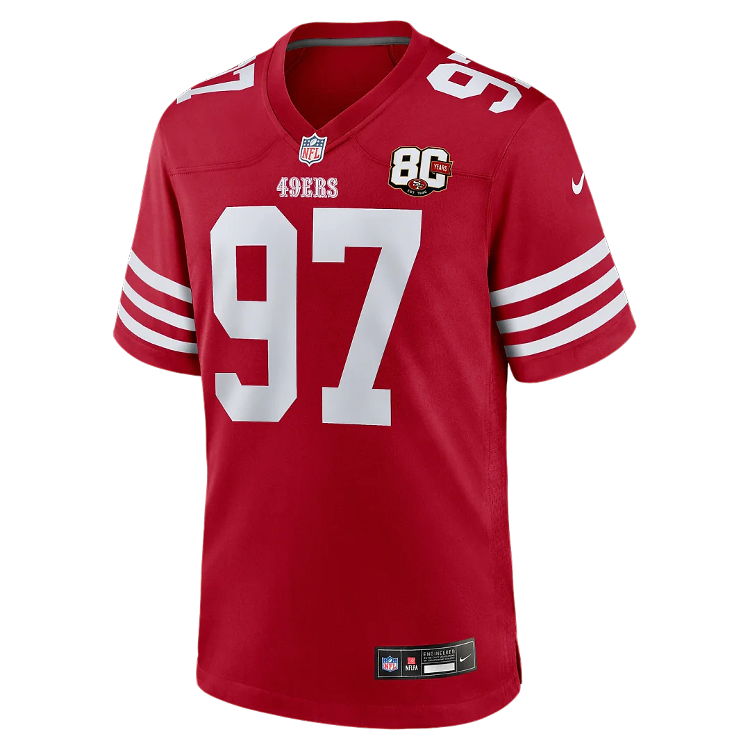 Zennovawear Nick Bosa San Francisco 49ers 80th Anniversary Game Jersey - Scarlet