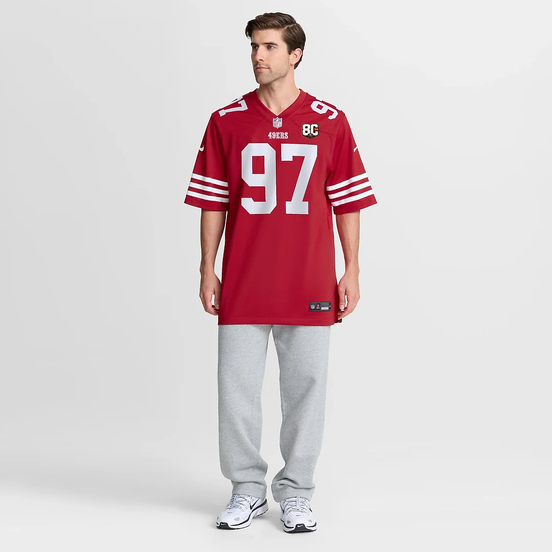 Zennovawear Nick Bosa San Francisco 49ers 80th Anniversary Game Jersey - Scarlet