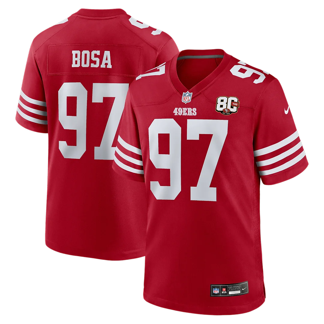 Zennovawear Nick Bosa San Francisco 49ers 80th Anniversary Game Jersey - Scarlet