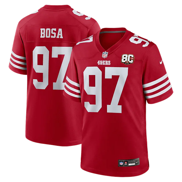 Zennovawear Nick Bosa San Francisco 49ers 80th Anniversary Game Jersey - Scarlet