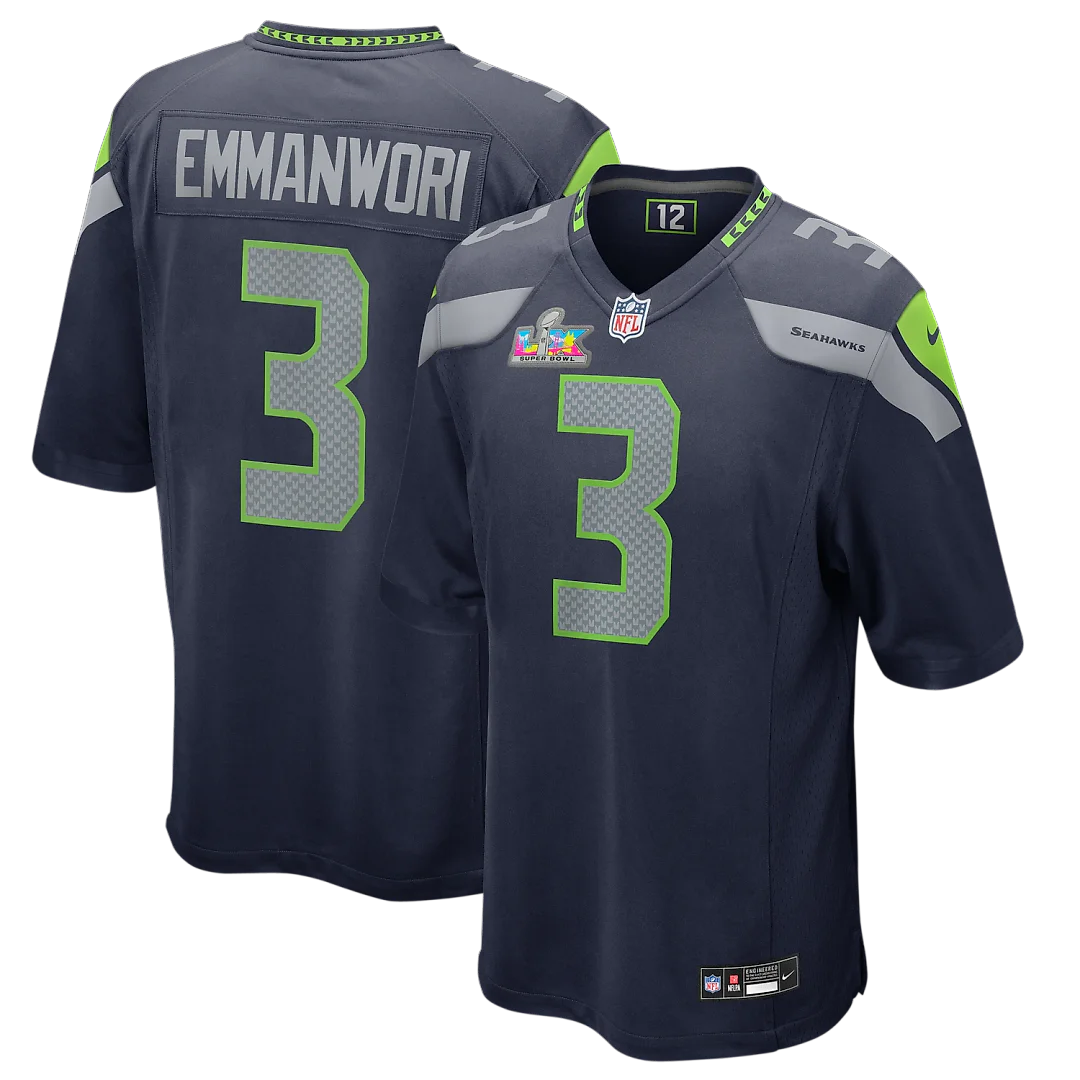 Zennovawear Nick Emmanwori Seattle Seahawks Super Bowl LX Patch Game Jersey - College Navy