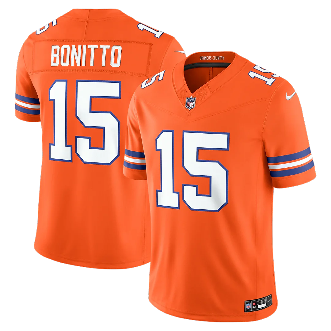 Zennovawear Nik Bonitto Denver Broncos Alternate Mile High Collection 1977 Throwback Vapor FUSE. Stitched Limited Jersey - Orange