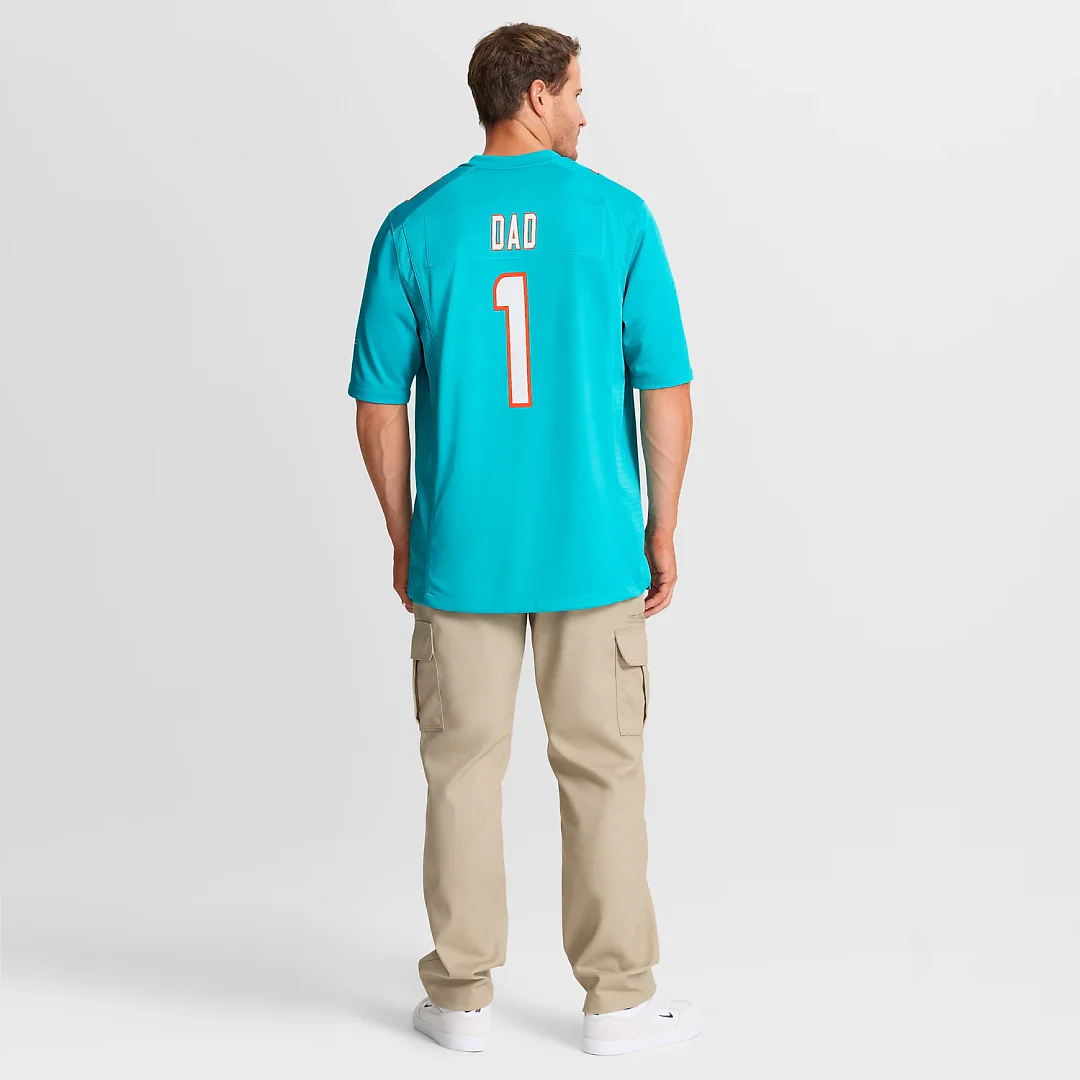 Zennovawear Number 1 Dad Miami Dolphins Game Jersey - Aqua