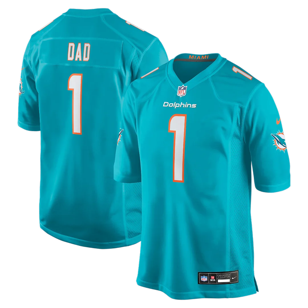 Zennovawear Number 1 Dad Miami Dolphins Game Jersey - Aqua