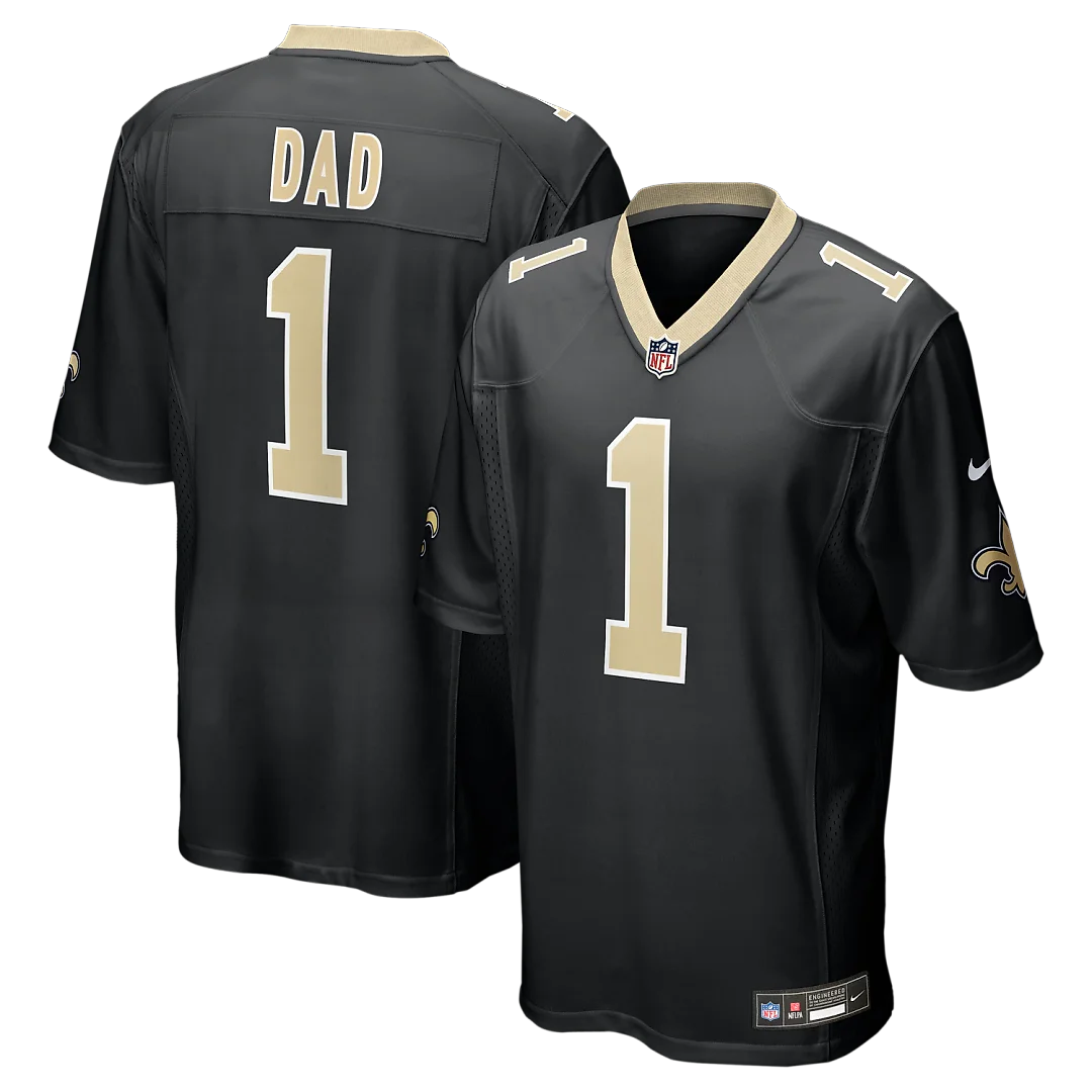 Zennovawear Number 1 Dad New Orleans Saints Game Jersey - Black
